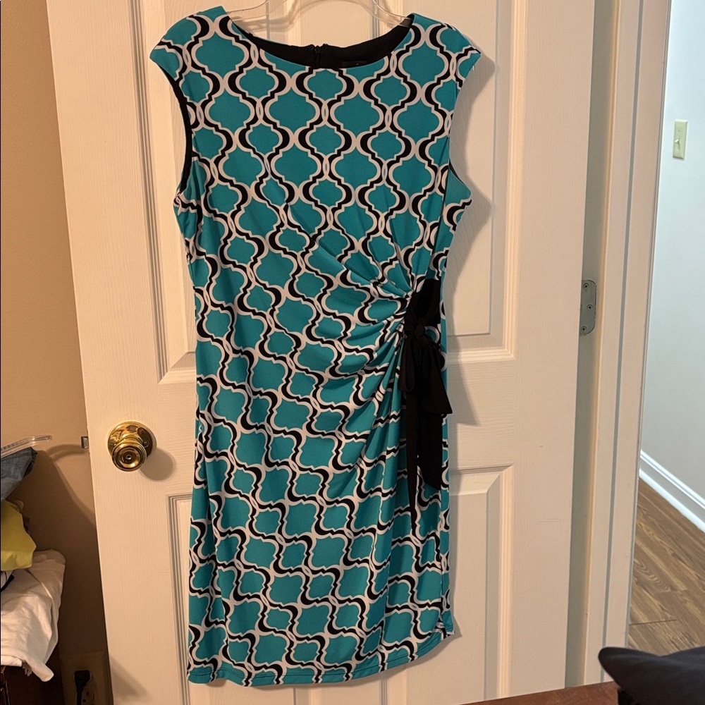 R&K Turquoise and Black Patterned Dress